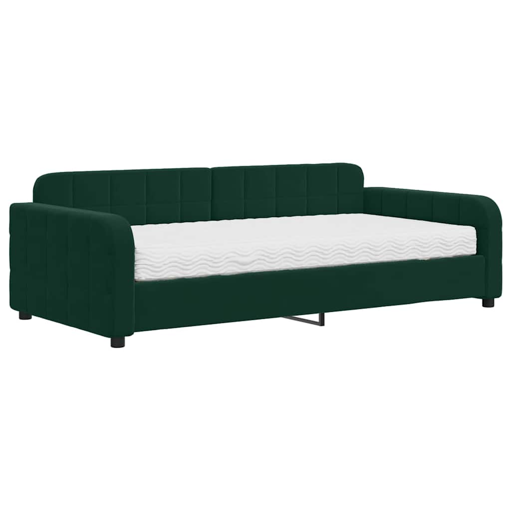 Tagesbett mit Matratze Dunkelgrün 100x200 cm Samt