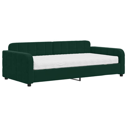 Tagesbett mit Matratze Dunkelgrün 100x200 cm Samt