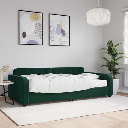 Tagesbett mit Matratze Dunkelgrün 100x200 cm Samt