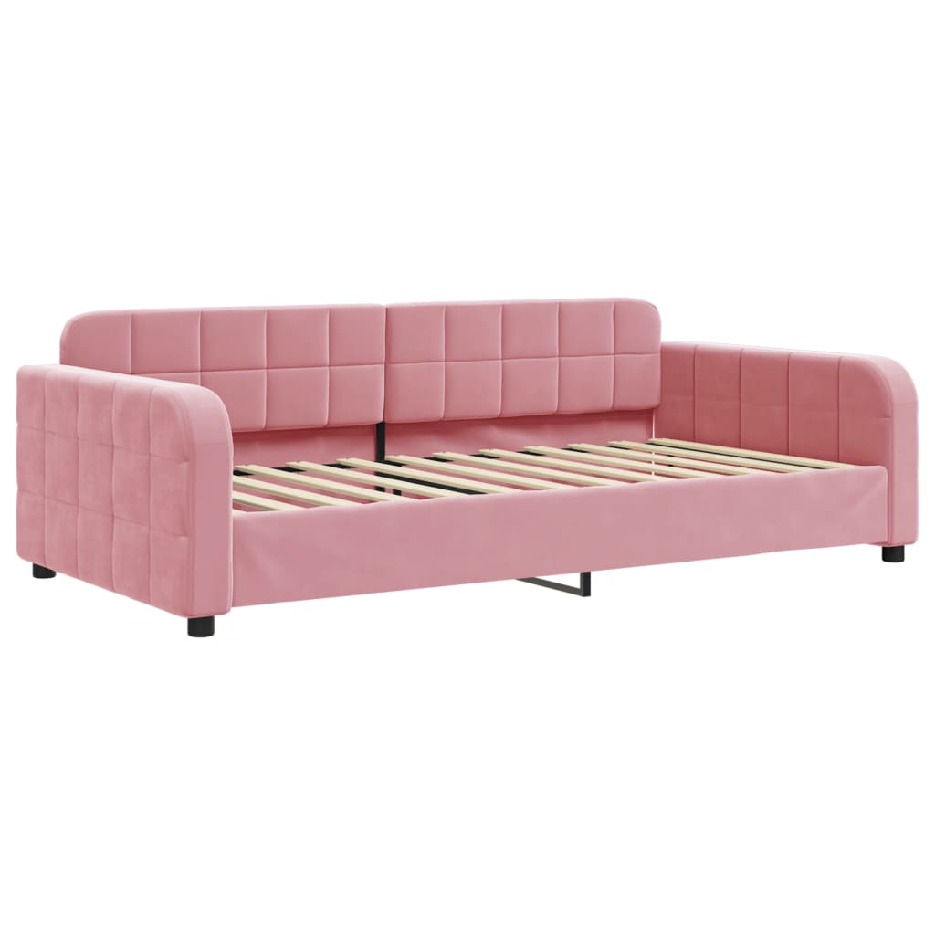 Daybed with mattress pink 100x200 cm velvet