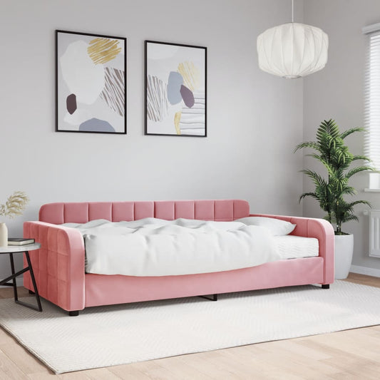 Daybed with mattress pink 100x200 cm velvet
