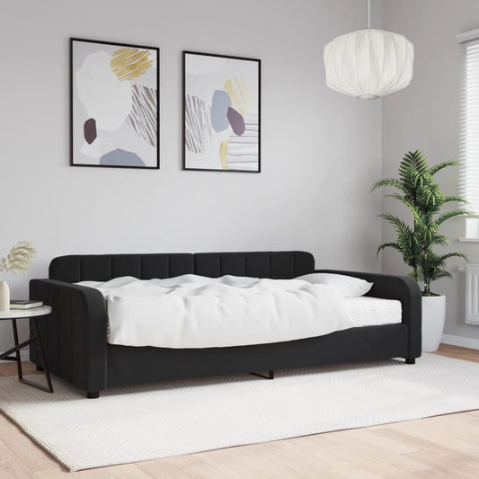 Daybed with mattress black 100x200 cm velvet