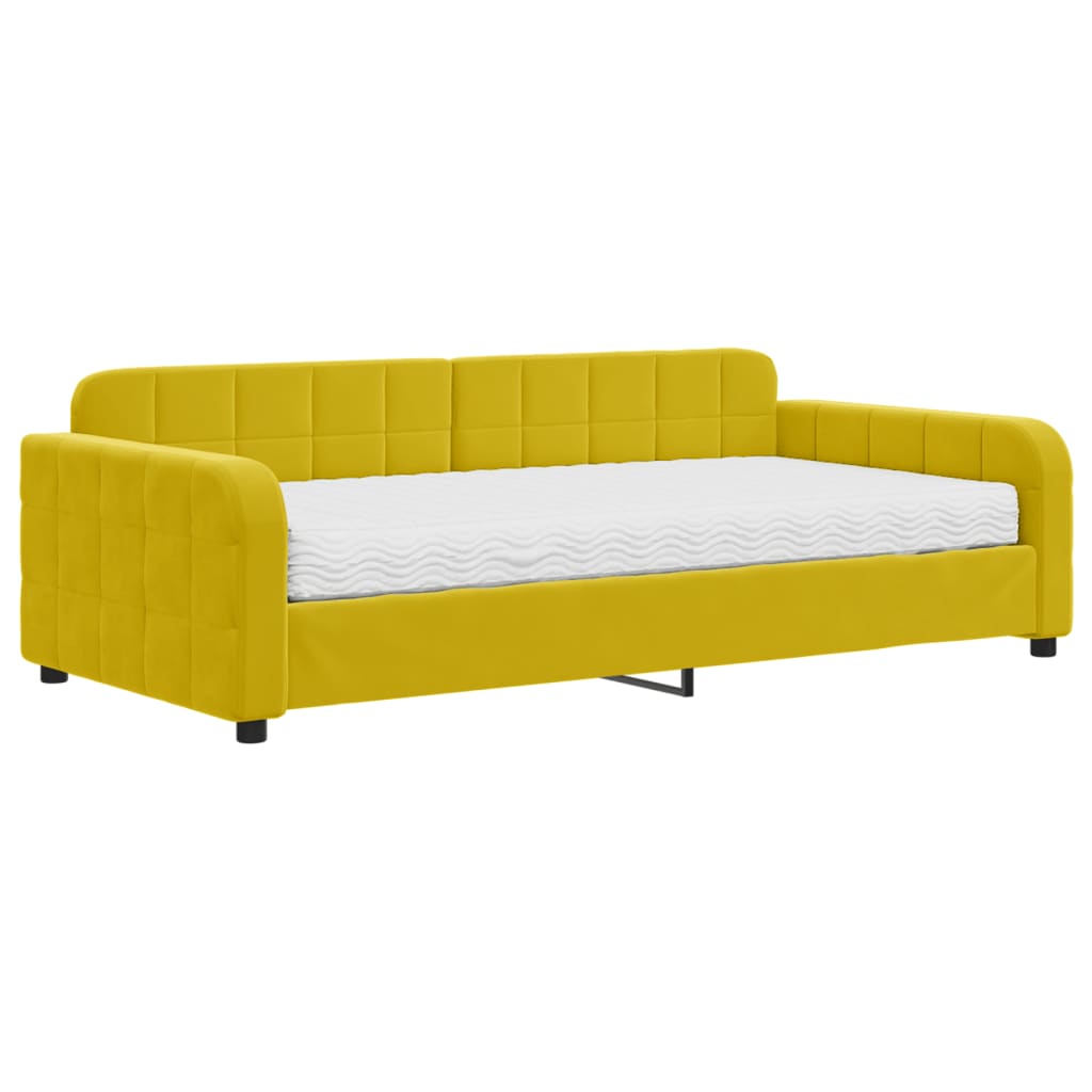 Daybed with mattress yellow 100x200 cm velvet