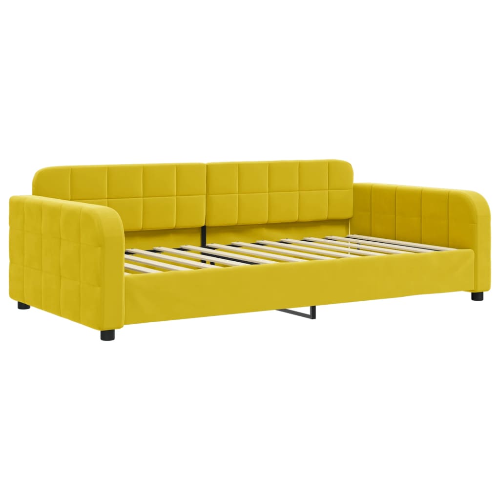 Daybed with mattress yellow 100x200 cm velvet