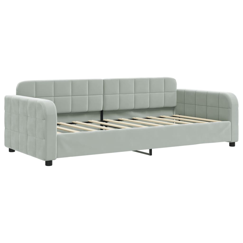 Tagesbett mit Matratze Hellgrau 90x190 cm Samt