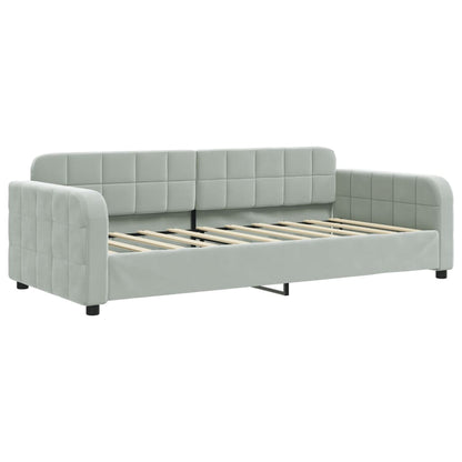 Tagesbett mit Matratze Hellgrau 90x190 cm Samt