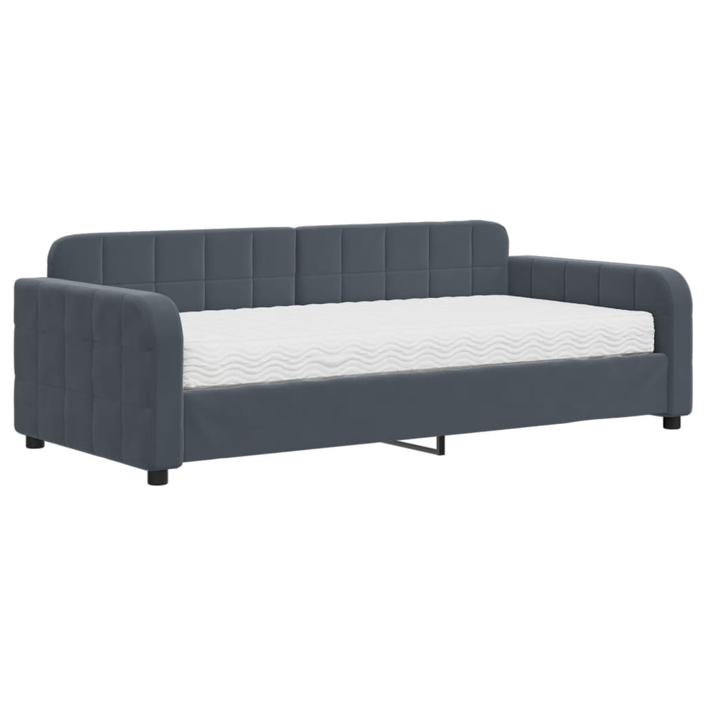 Tagesbett mit Matratze Dunkelgrau 90x190 cm Samt