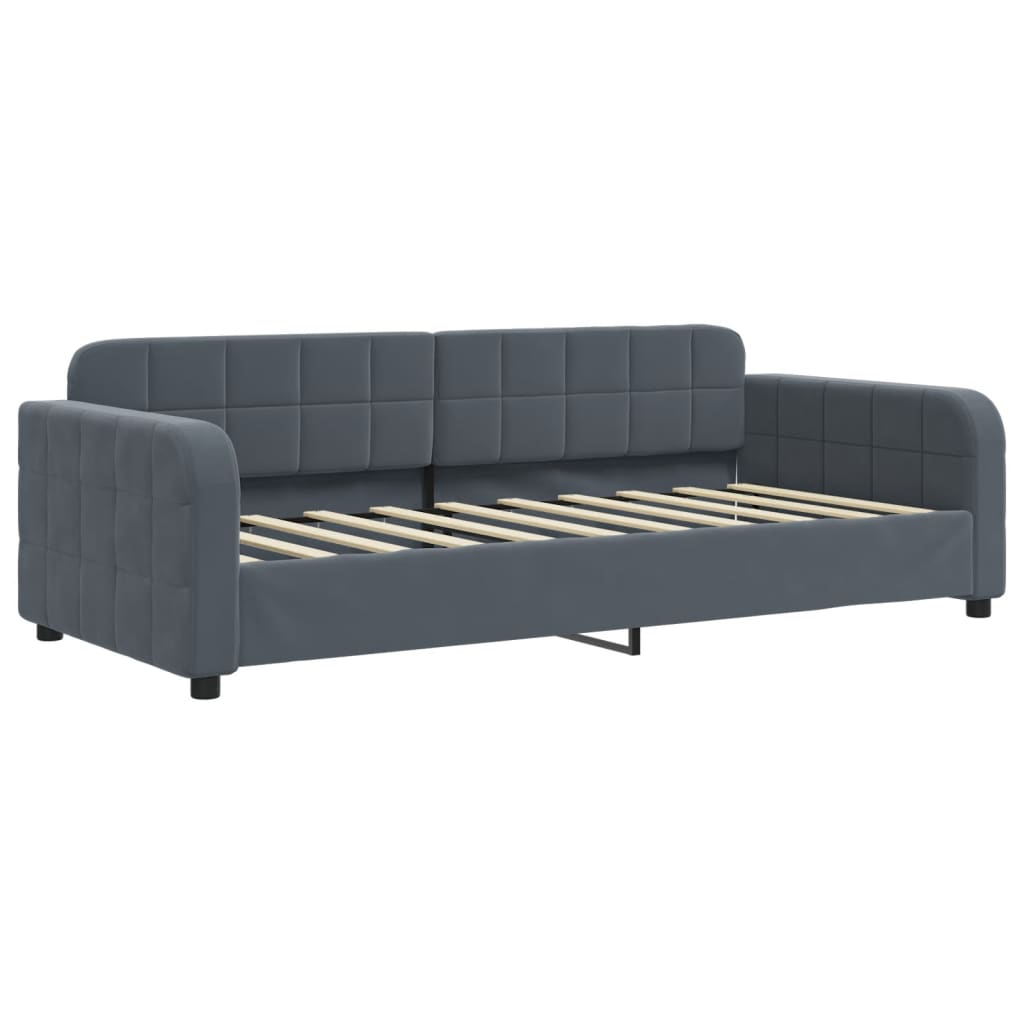 Tagesbett mit Matratze Dunkelgrau 90x190 cm Samt