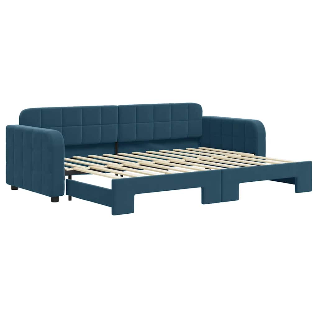 Tagesbett Ausziehbar Blau 80x200 cm Samt