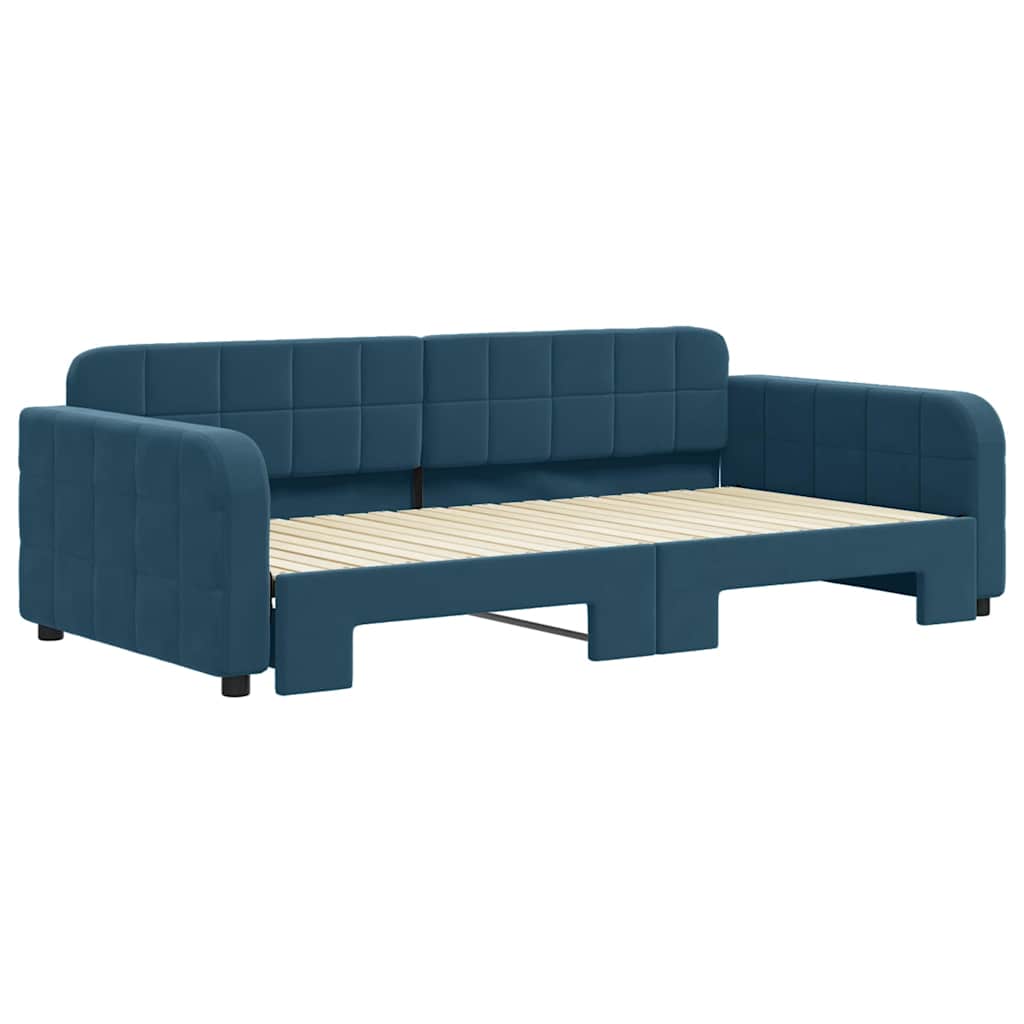 Tagesbett Ausziehbar Blau 100x200 cm Samt