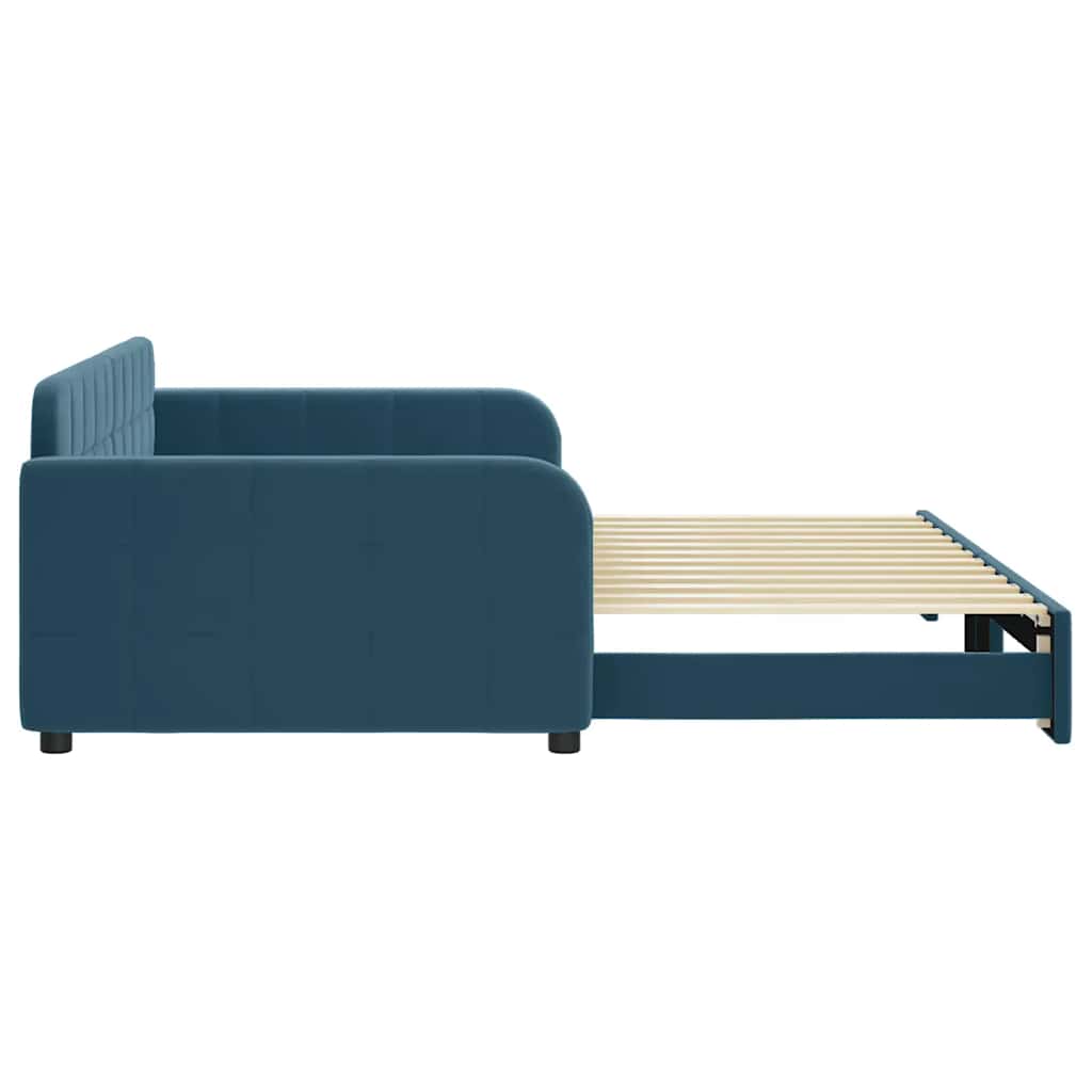 Tagesbett Ausziehbar Blau 100x200 cm Samt