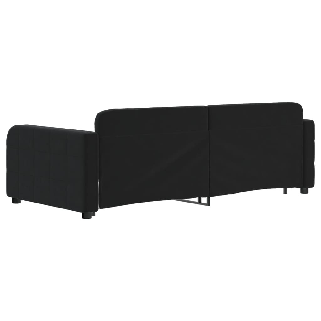 Tagesbett Ausziehbar Schwarz 90x190 cm Samt