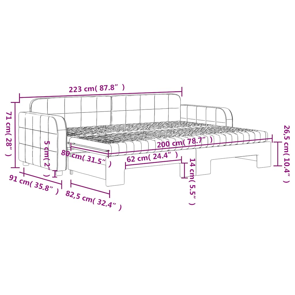 Tagesbett Ausziehbar mit Matratzen Blau 80x200 cm Samt