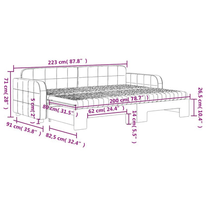 Tagesbett Ausziehbar mit Matratzen Blau 80x200 cm Samt