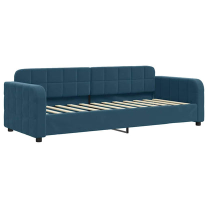 Tagesbett Ausziehbar mit Matratzen Blau 80x200 cm Samt