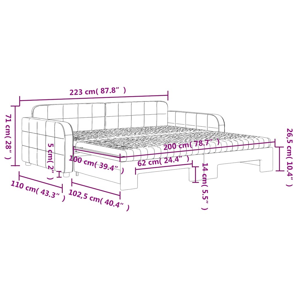 Tagesbett Ausziehbar mit Matratzen Dunkelgrau 100x200 cm Samt