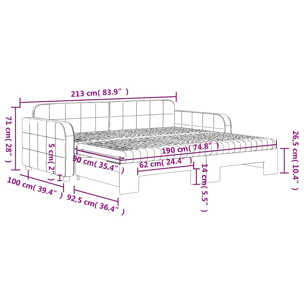 Tagesbett Ausziehbar mit Matratzen Dunkelgrau 90x190 cm Samt