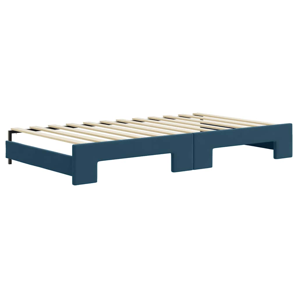Tagesbett Ausziehbar mit Schubladen Blau 100x200 cm Samt