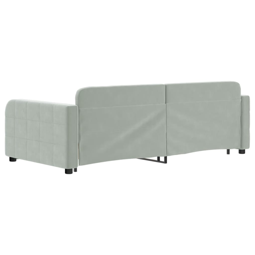 Tagesbett Ausziehbar mit Schubladen Hellgrau 90x190 cm Samt