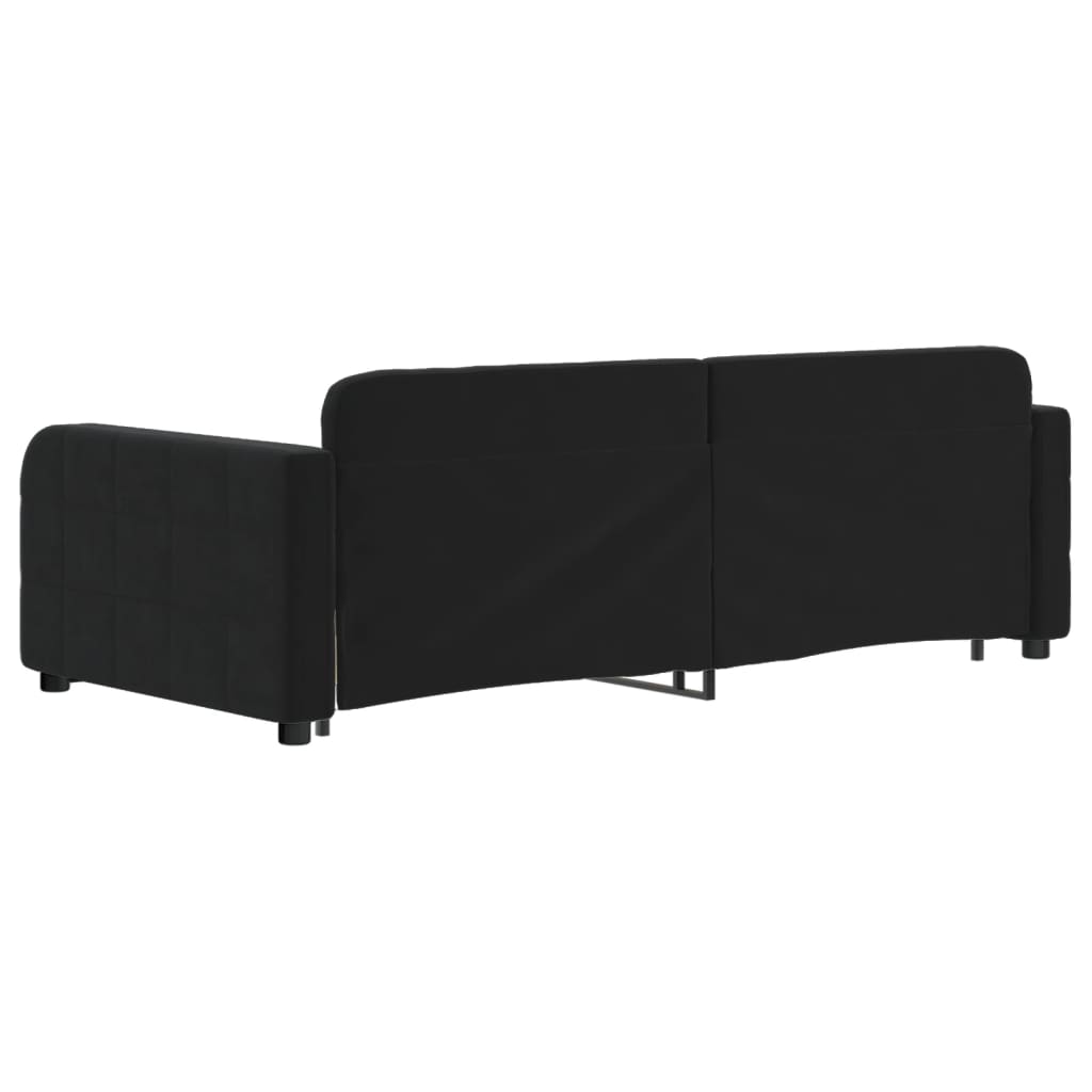 Tagesbett Ausziehbar mit Schubladen Schwarz 90x190 cm Samt