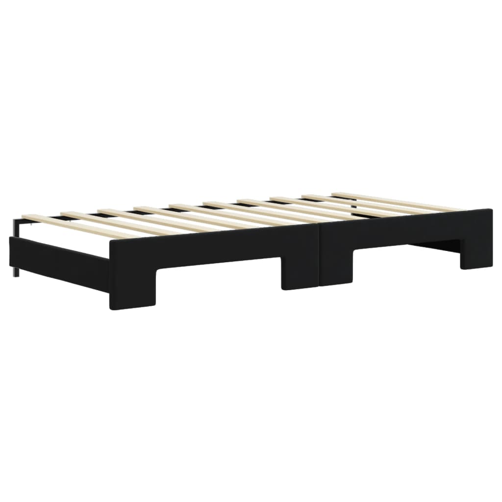 Tagesbett Ausziehbar mit Schubladen Schwarz 90x190 cm Samt