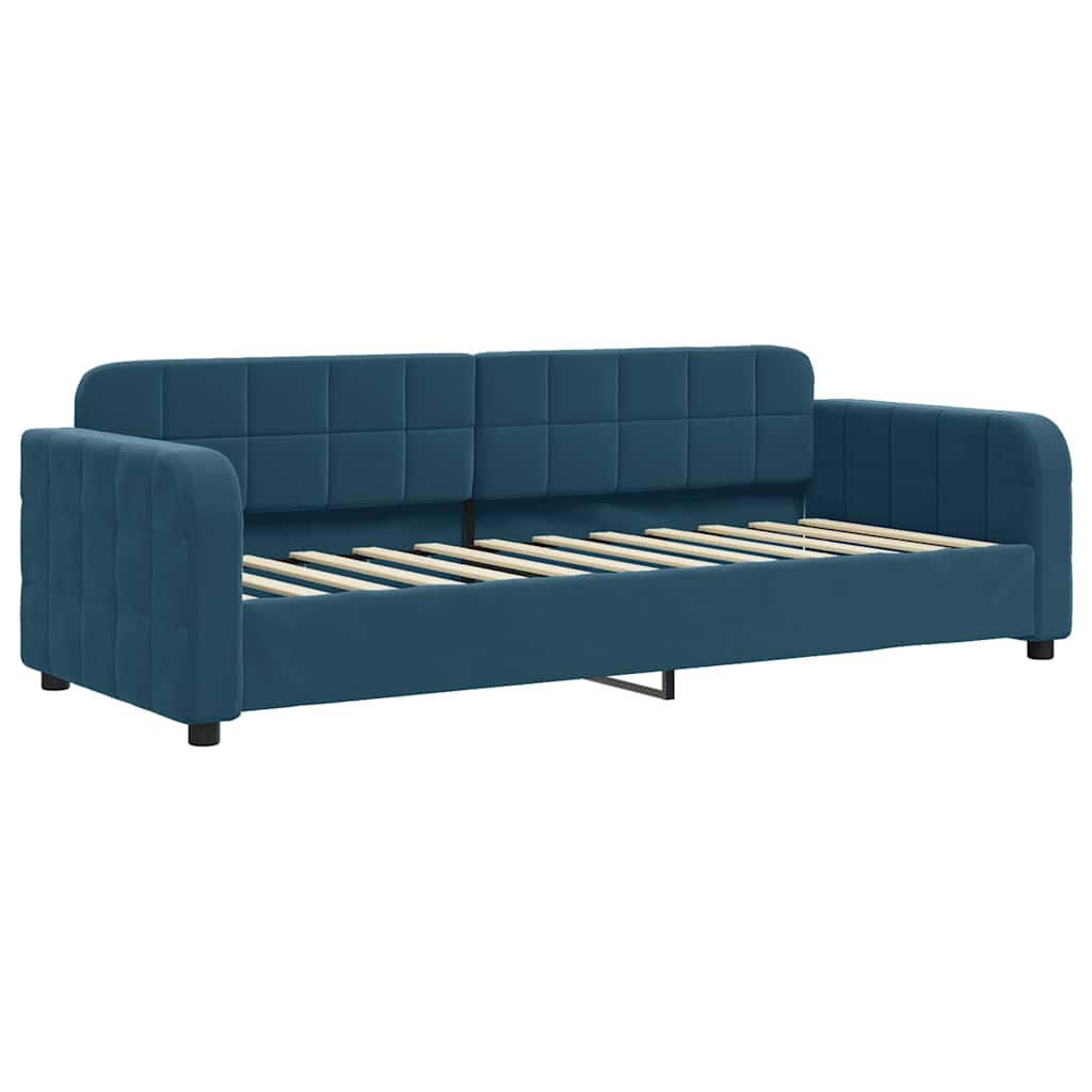 Tagesbett Ausziehbar mit Schubladen Blau 80x200 cm Samt