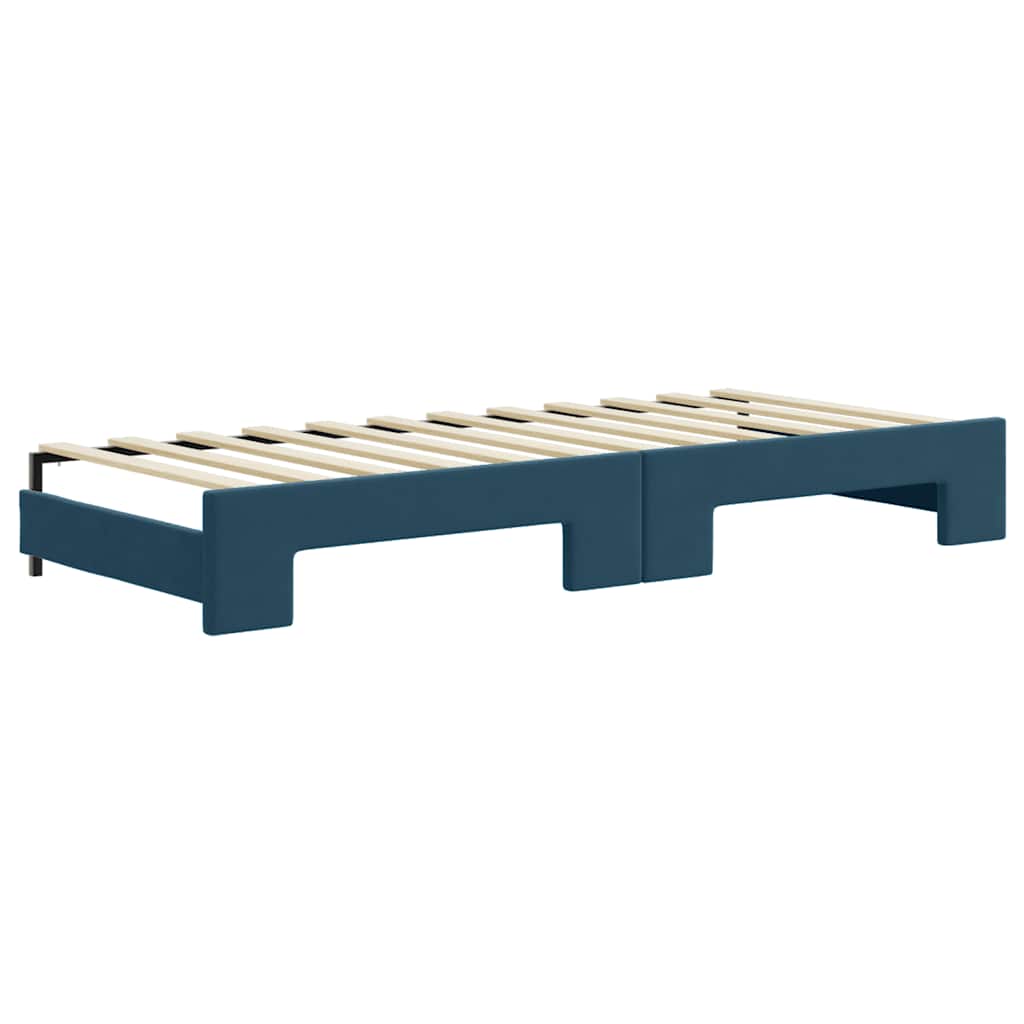 Tagesbett Ausziehbar mit Schubladen Blau 80x200 cm Samt