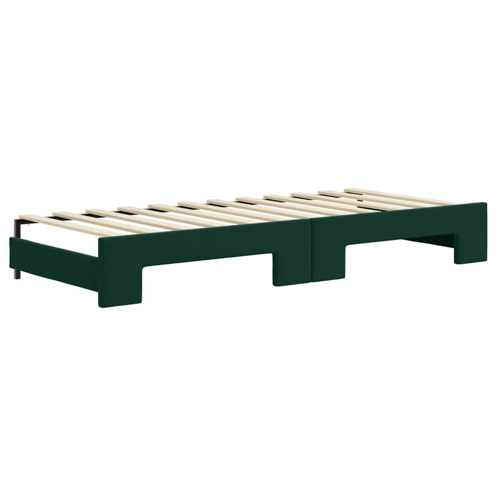 Tagesbett Ausziehbar mit Schubladen Dunkelgrün 80x200 cm Samt