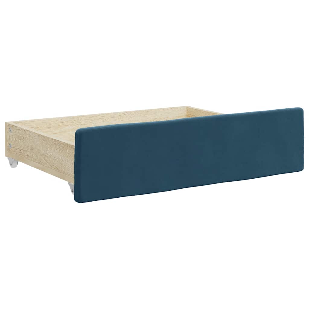 Tagesbett Ausziehbar mit Schubladen Blau 90x200 cm Samt