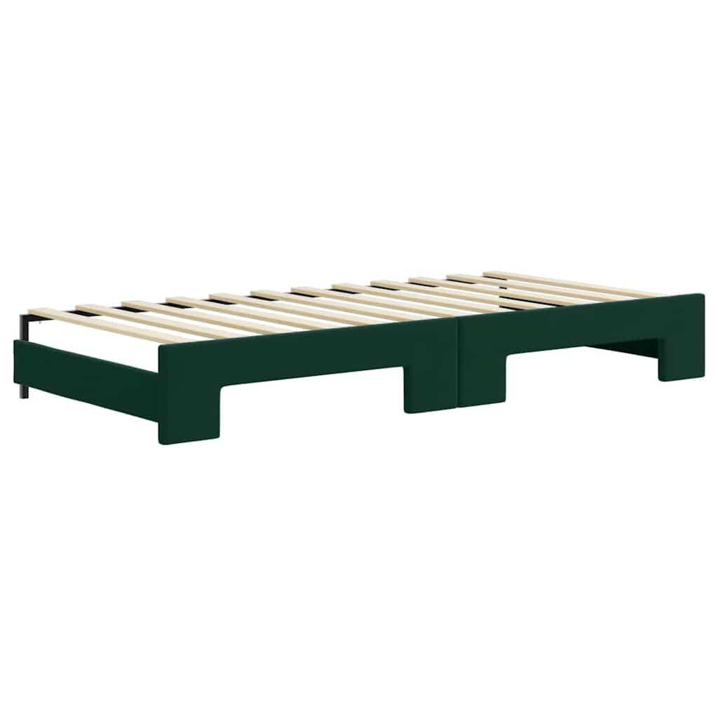 Tagesbett Ausziehbar mit Schubladen Dunkelgrün 90x200 cm Samt