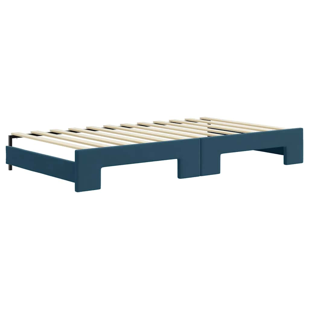 Tagesbett Ausziehbar mit Schubladen Blau 100x200 cm Samt