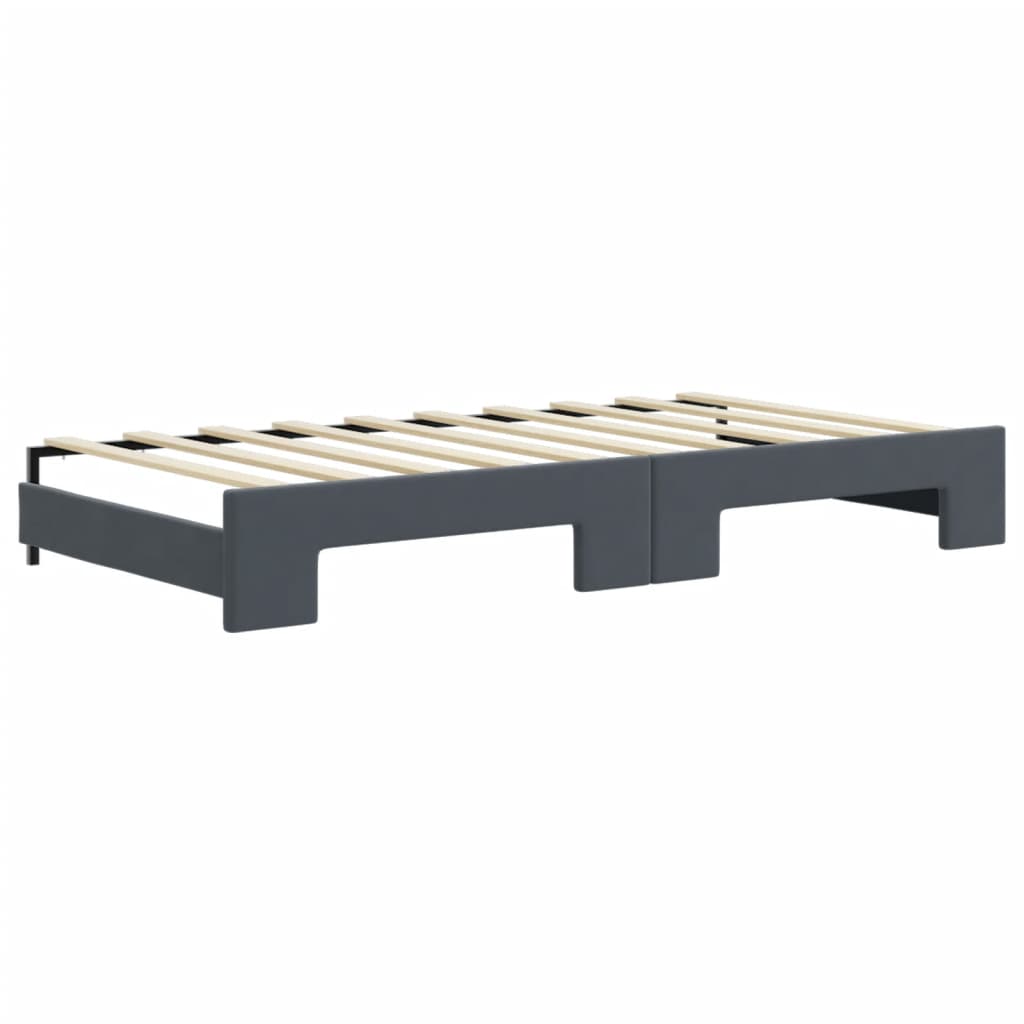 Tagesbett Ausziehbar mit Schubladen Dunkelgrau 90x190 cm Samt