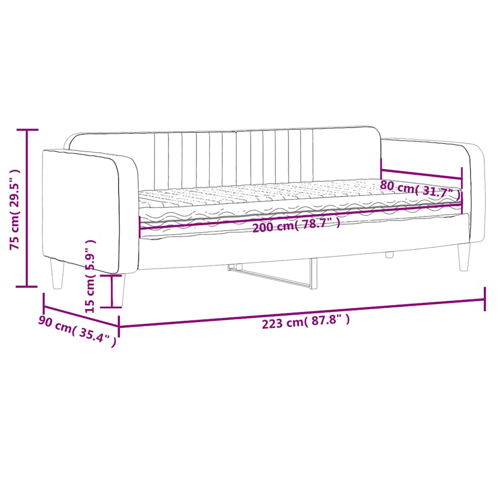 Tagesbett mit Matratze Dunkelgrün 80x200 cm Samt