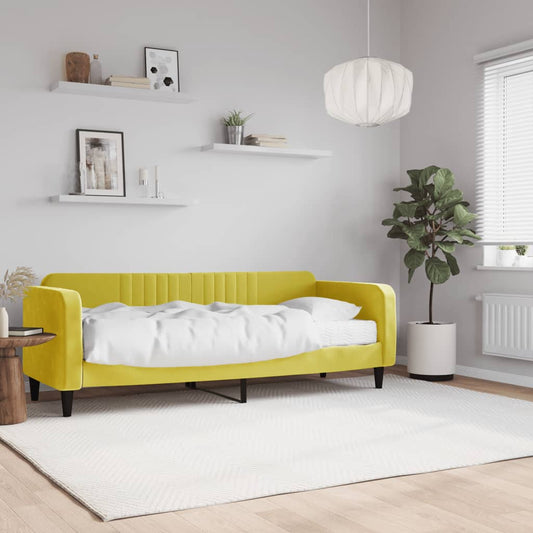 Lit de repos avec matelas en velours jaune 80x200 cm