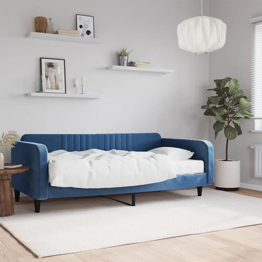 Daybed with mattress blue 100x200 cm velvet