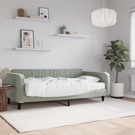 Lit de repos avec matelas gris clair 100x200 cm velours
