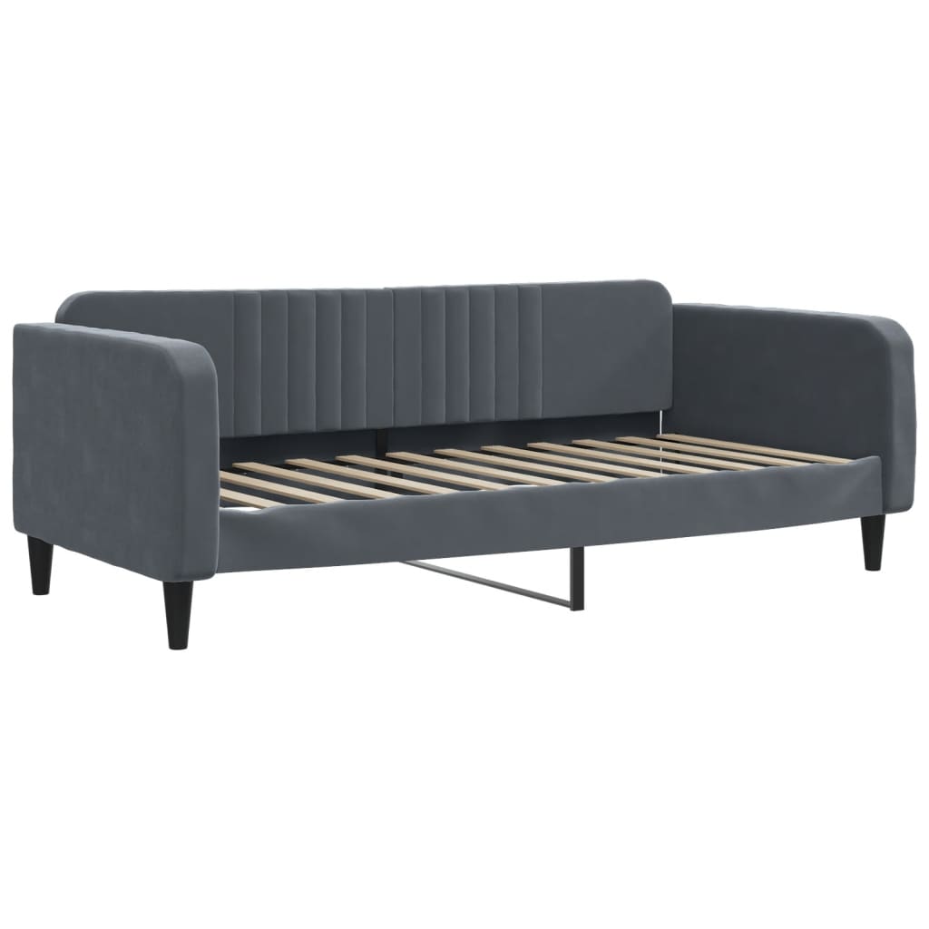 Daybed with mattress dark grey 100x200 cm velvet