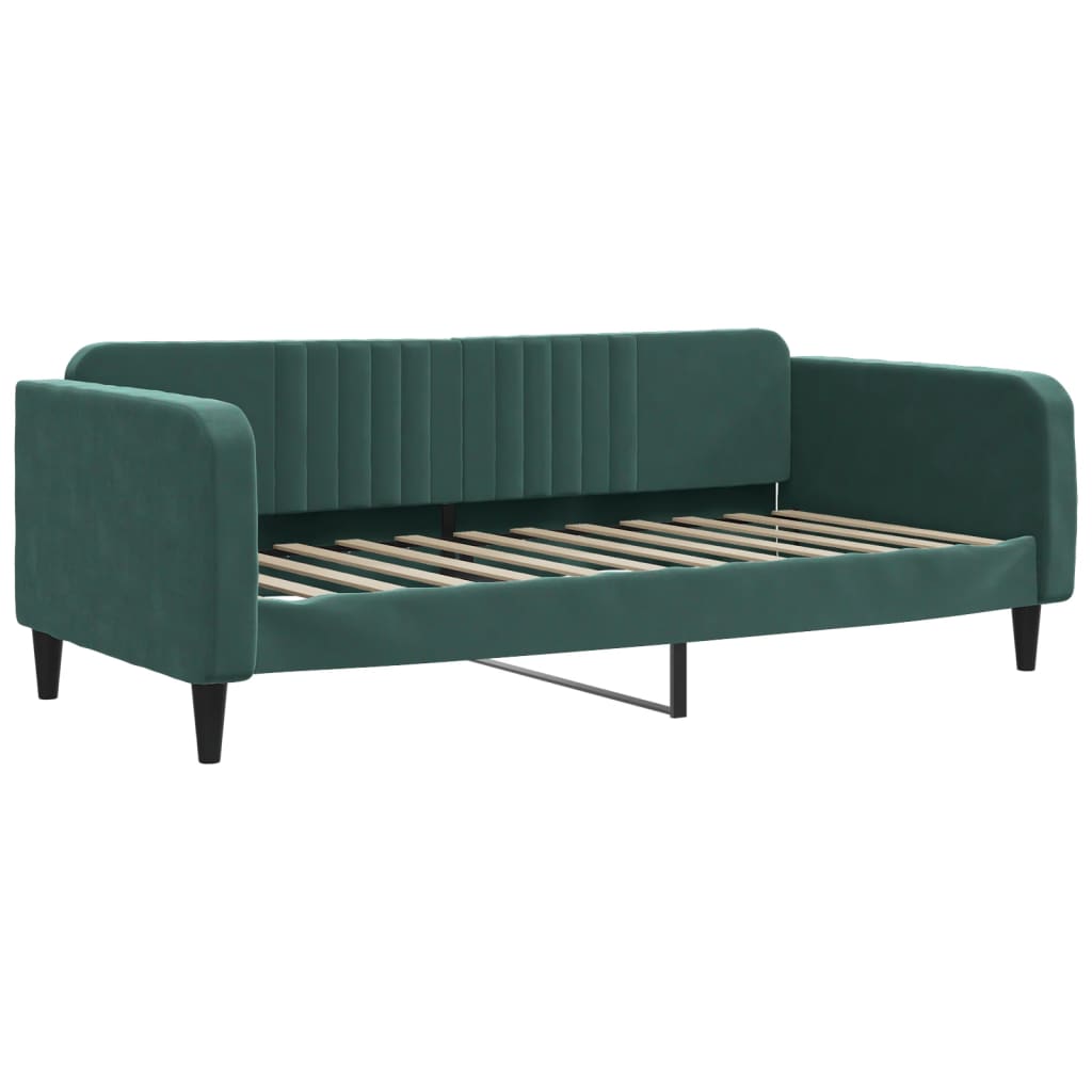 Daybed with mattress dark green 100x200 cm velvet