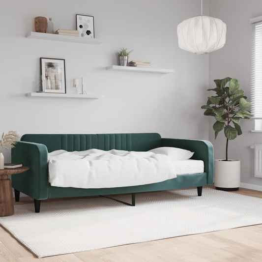 Daybed with mattress dark green 100x200 cm velvet