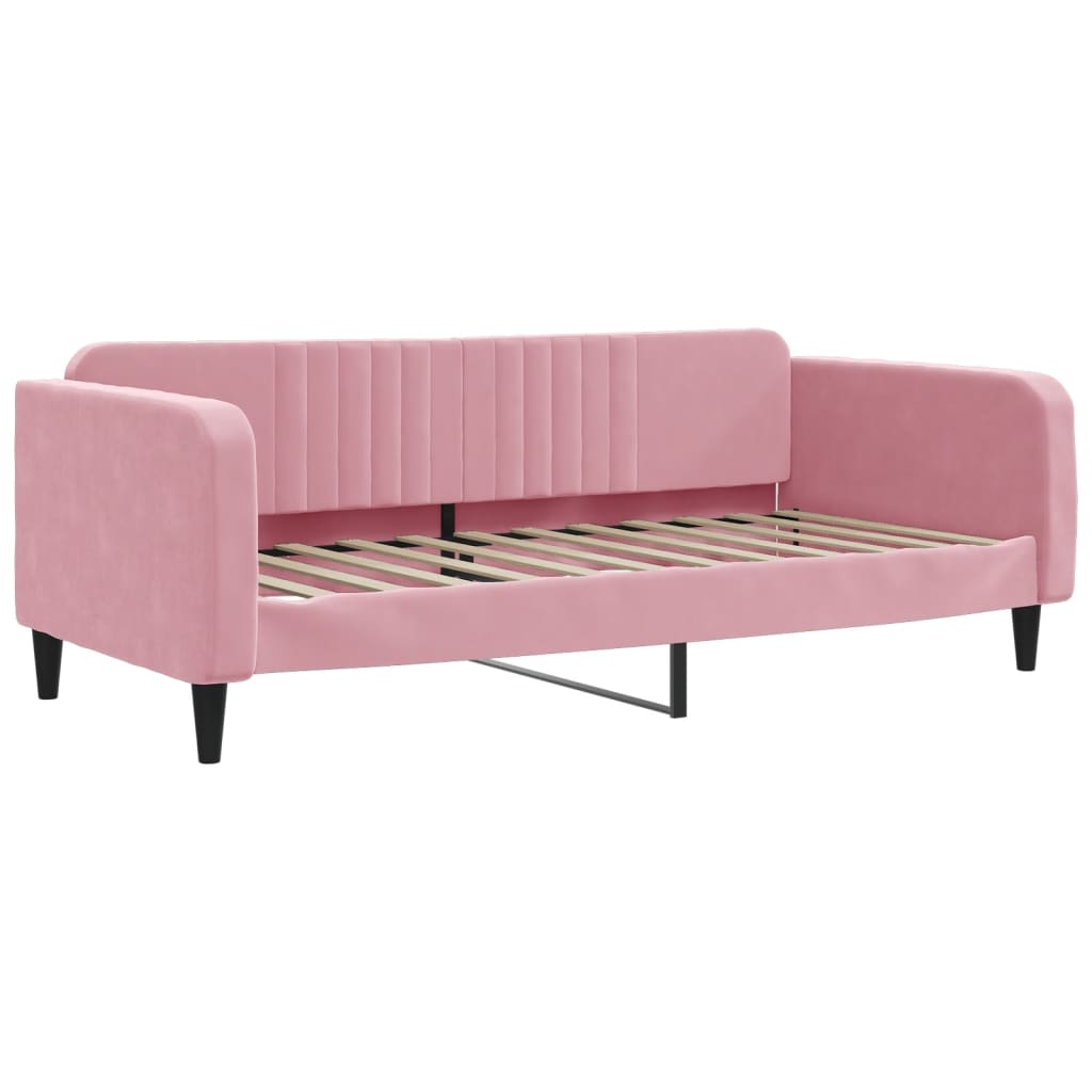 Daybed with mattress pink 100x200 cm velvet