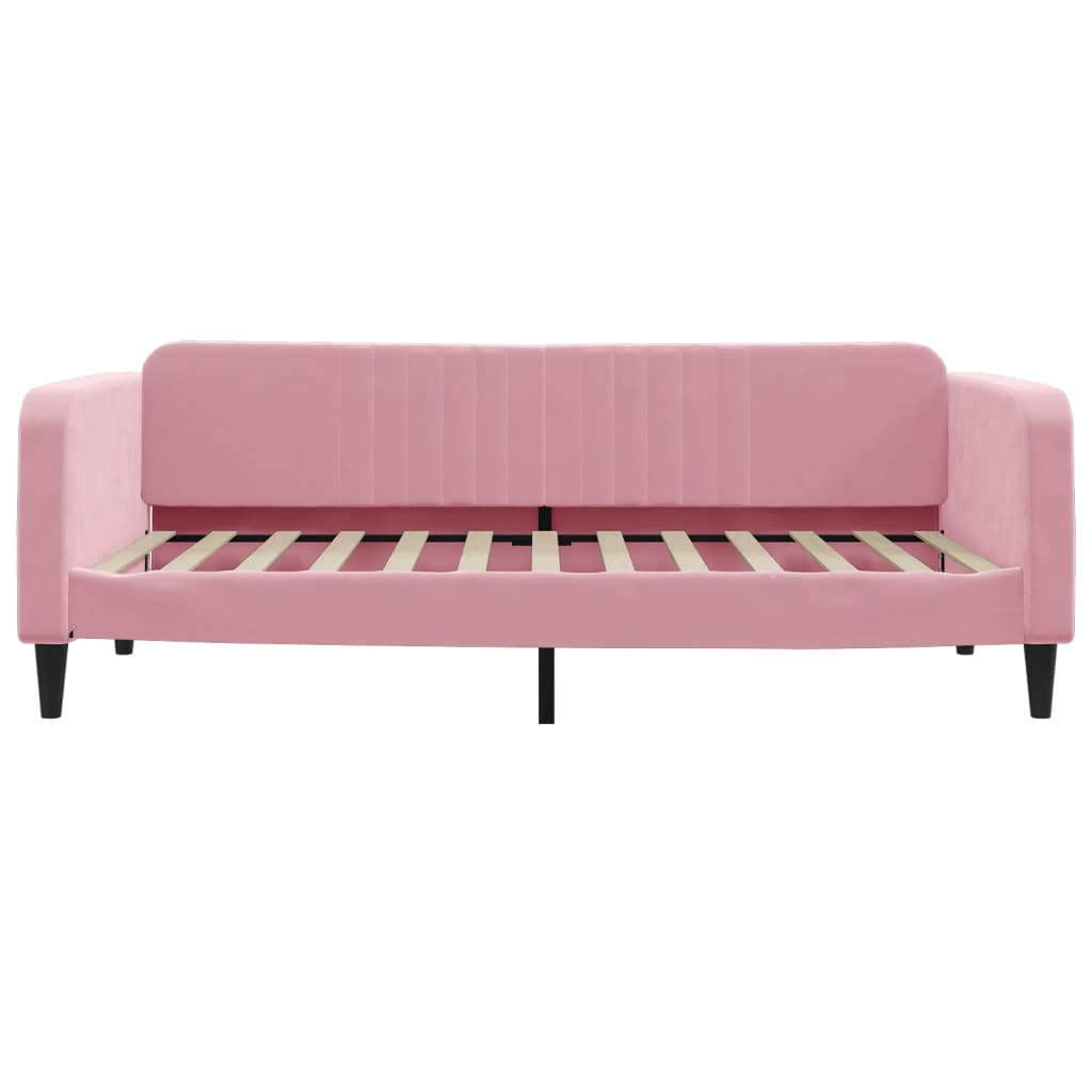 Daybed with mattress pink 100x200 cm velvet