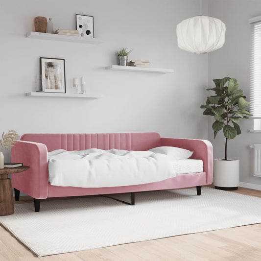 Daybed with mattress pink 100x200 cm velvet
