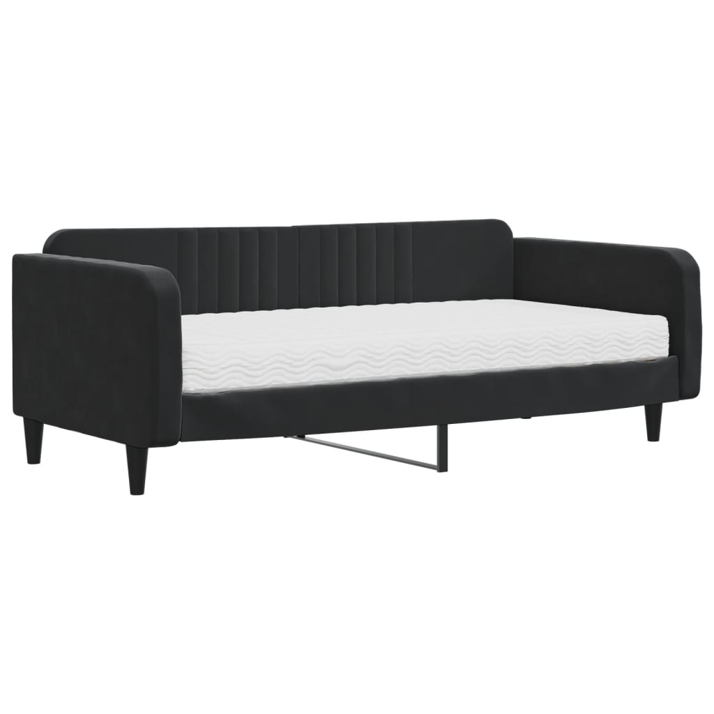 Daybed with mattress black 100x200 cm velvet