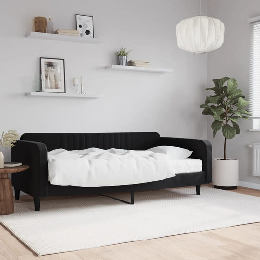 Daybed with mattress black 100x200 cm velvet