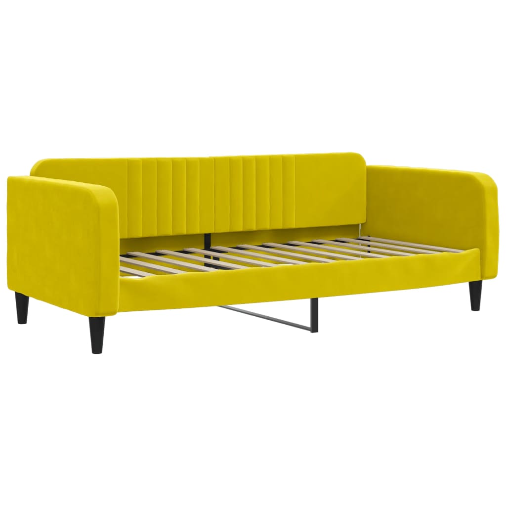 Daybed with mattress yellow 100x200 cm velvet