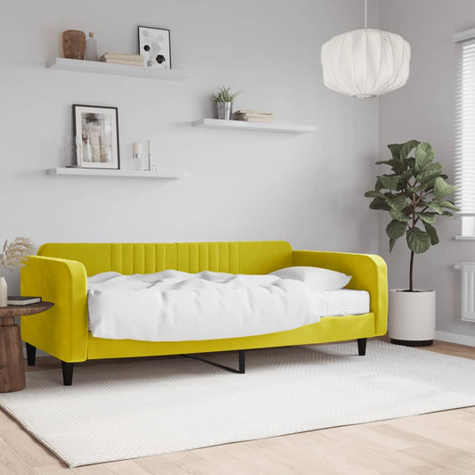 Daybed with mattress yellow 100x200 cm velvet
