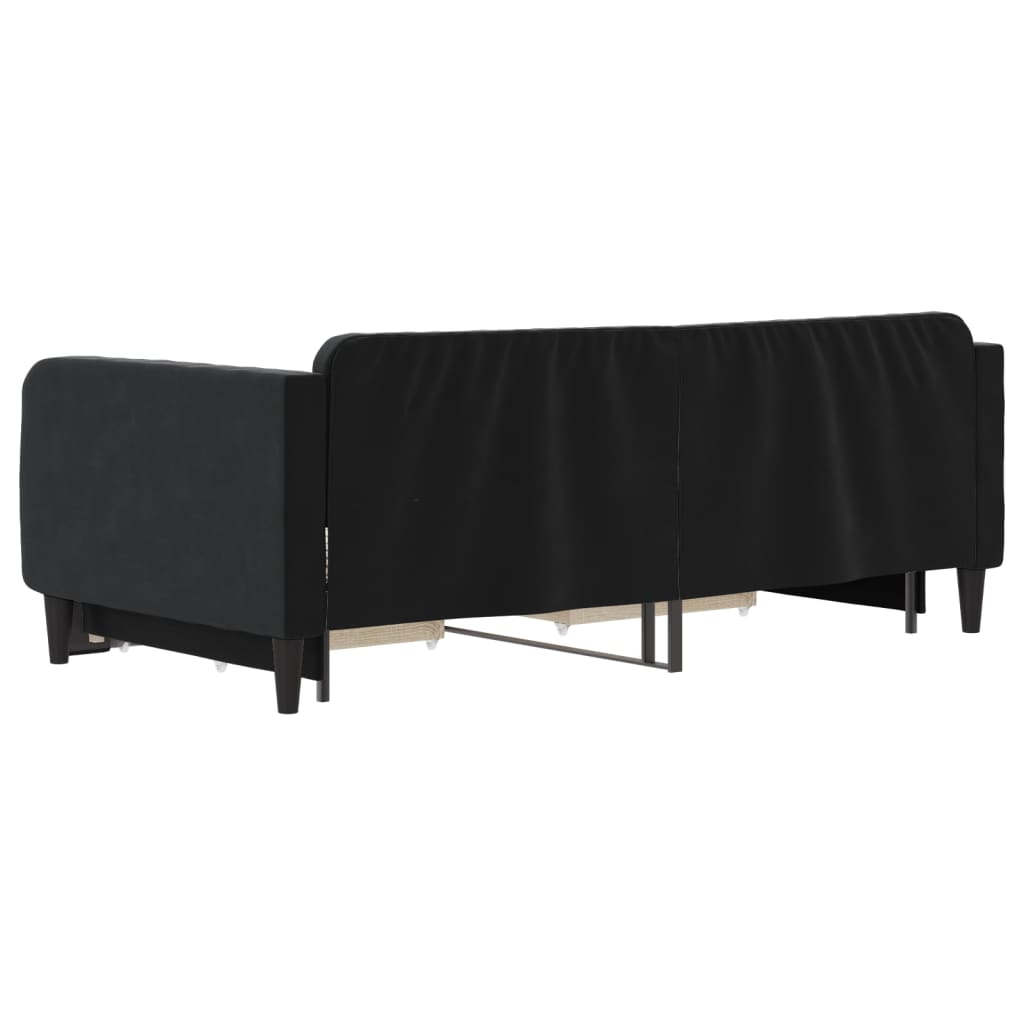 Tagesbett Ausziehbar mit Schubladen Schwarz 90x190 cm Samt