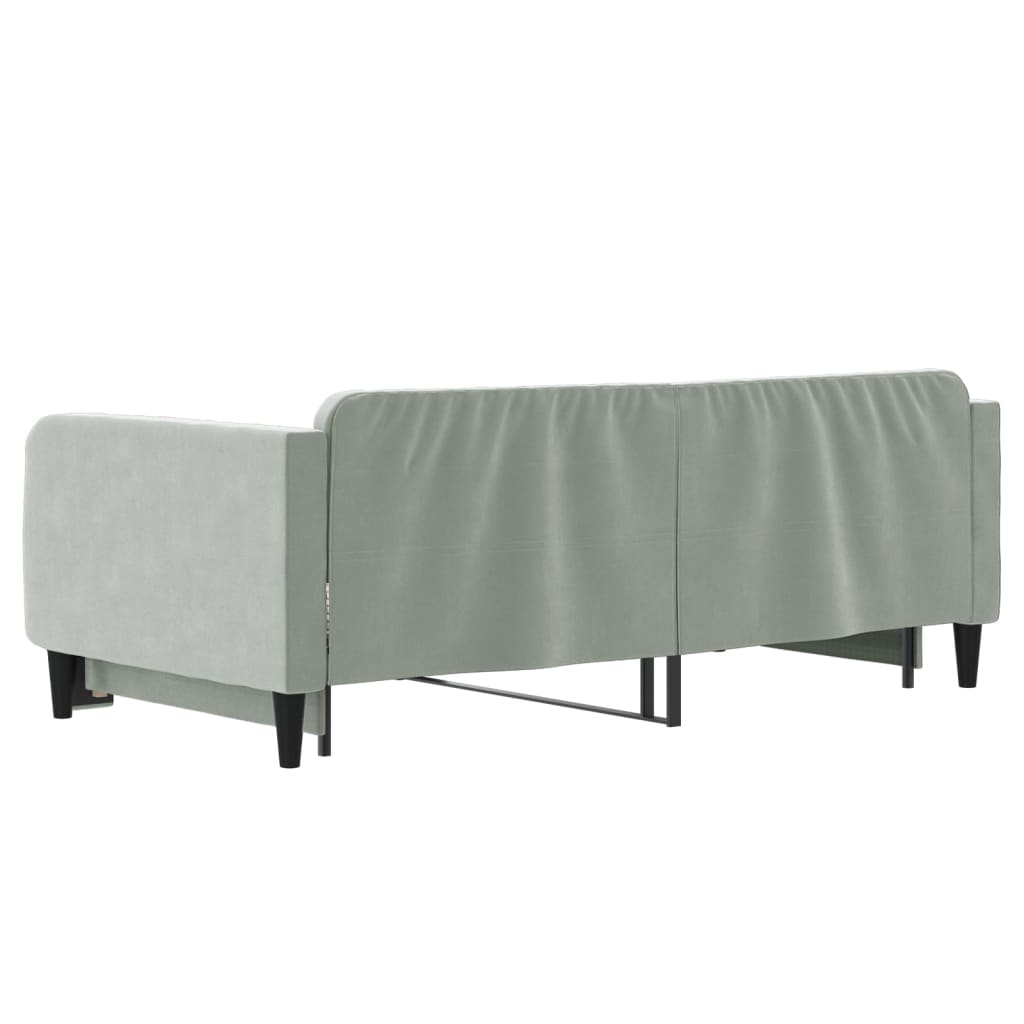 Tagesbett Ausziehbar Hellgrau 100x190 cm Samt