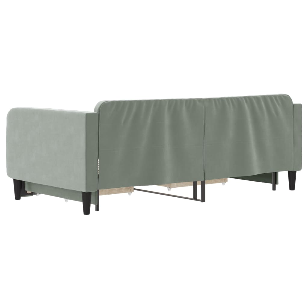 Tagesbett Ausziehbar mit Schubladen Hellgrau 100x190 cm Samt