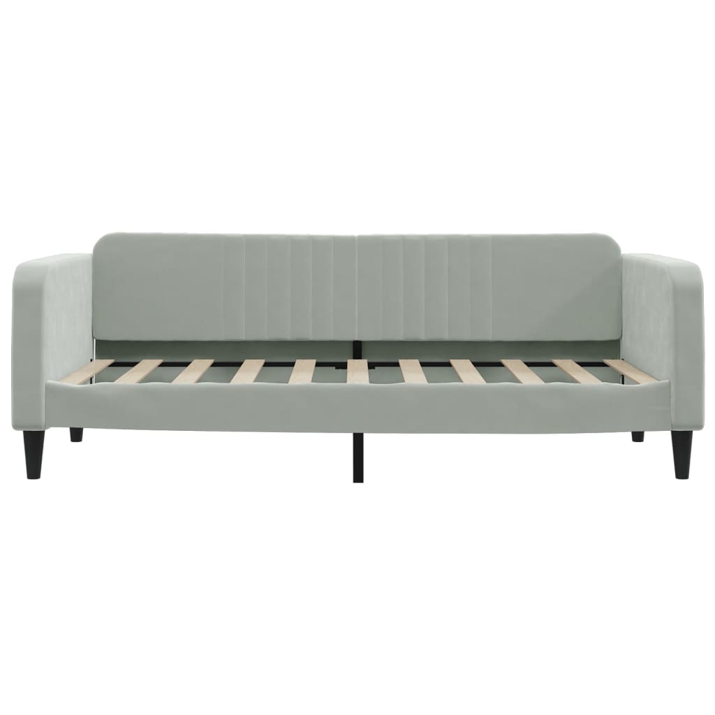 Tagesbett Ausziehbar mit Schubladen Hellgrau 100x190 cm Samt